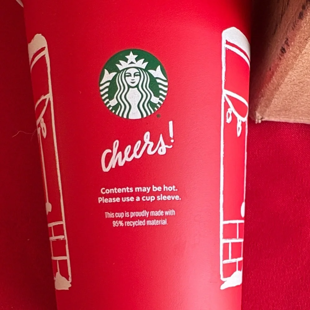 2025 Starbucks Red and White Holiday Reusable Cup with Lid
